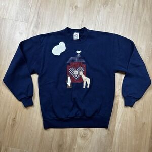 VTG Jerzees NOAH'S ARK WOMEN Medium Blue PULLOVER SWEATSHIRT Grandma Core